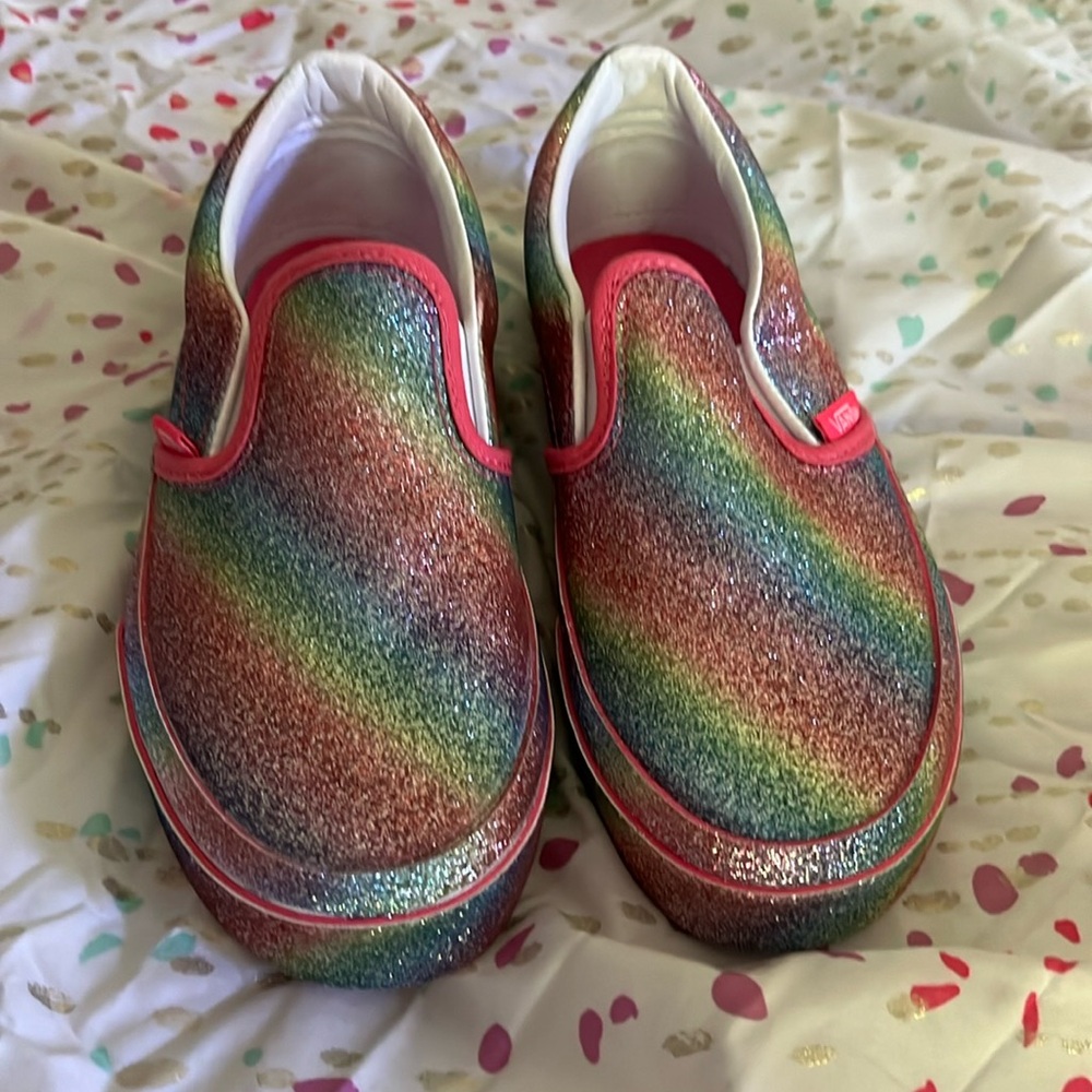 Vans Classic Slip on Rainbow Glitter never worn